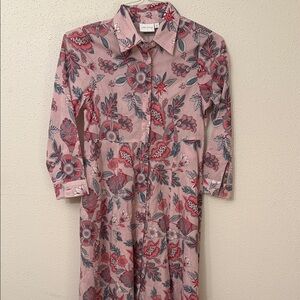 Floral Pink Button-Up Dress